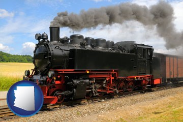 a railroad steam engine - with Arizona icon