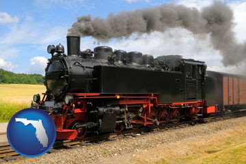 a railroad steam engine - with Florida icon