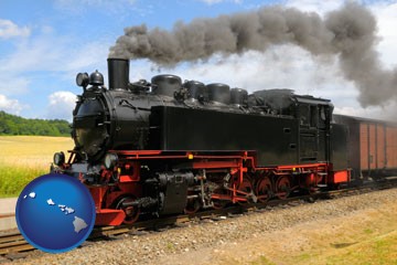 a railroad steam engine - with Hawaii icon