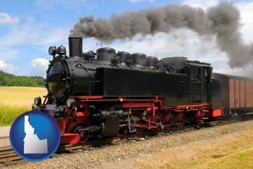 a railroad steam engine - with Idaho icon