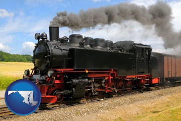 a railroad steam engine - with Maryland icon