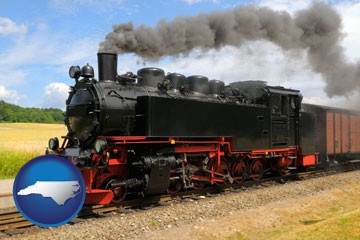 a railroad steam engine - with North Carolina icon