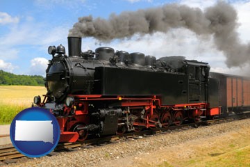 a railroad steam engine - with South Dakota icon