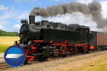 a railroad steam engine - with Tennessee icon